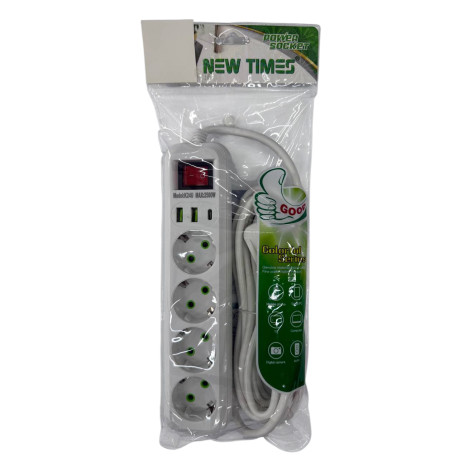 WL-1618 Удлинитель с USB/TPS New Times на 4 розетки 5м