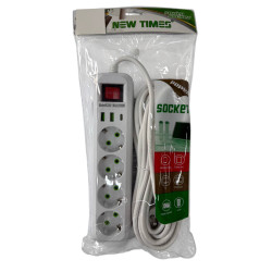 WL-1619 Удлинитель с USB/TPS New Times на 4 розетки 10м